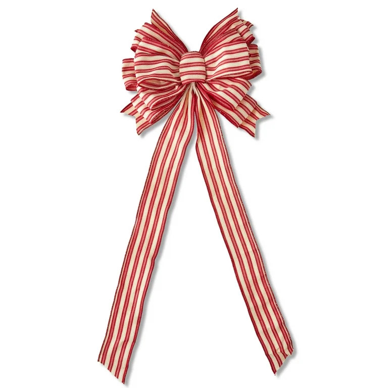 Red and White Stripes Decorative Christmas Bow, by Holiday Time | Walmart (US)