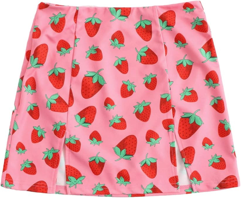 SOLY HUX Women's High Waist Printed Split Hem A-Line Mini Skirt | Amazon (US)