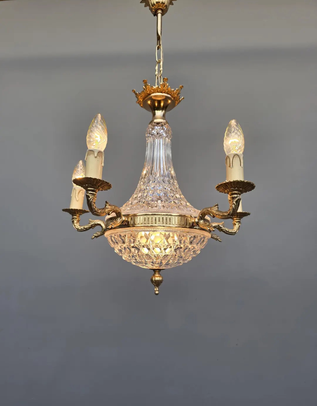 Vintage French vintage brass & crystal chandelier ++ | Etsy (US)