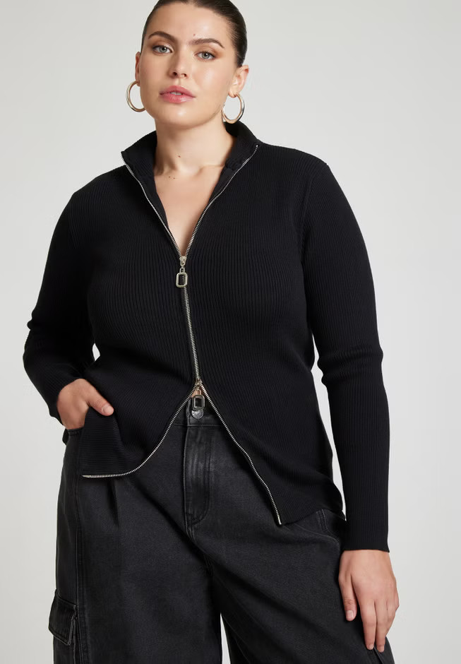 Two Way Zipper Sweater | Eloquii