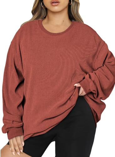 Eytino Women Plus Size Long Sleeve Crewneck Pullovers Sweatshirts Tops Fall 2026 Trendy Clothes,1X Gold Flame | Amazon (US)