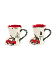 Set Of 2 Christmas Boot Mugs With Truck Design | Drinkware | Marshalls | Marshalls