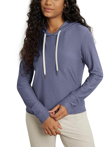 ODODOS Women's Essential Hoodie - Ultra Soft odSTRATUM Tech Pullover UPF 50+ Moisture Wicking Long Sleeve Top, Cosmic Heather, Medium | Amazon (US)