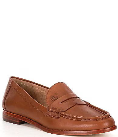Lauren Ralph Lauren Wynnie Burnished Leather Penny Loafers - 11 | Dillard's