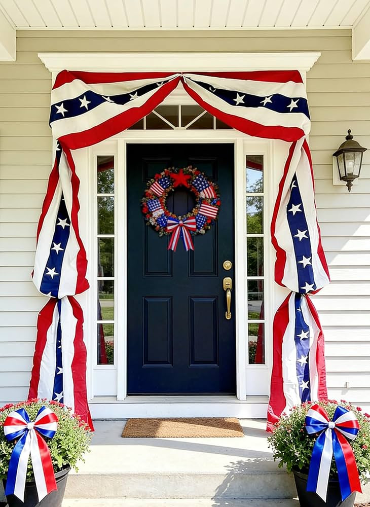 20ft 4th of July Decorations American Flag Bunting Patriotic Door Decor Outdoor Porch for Memoria... | Amazon (US)