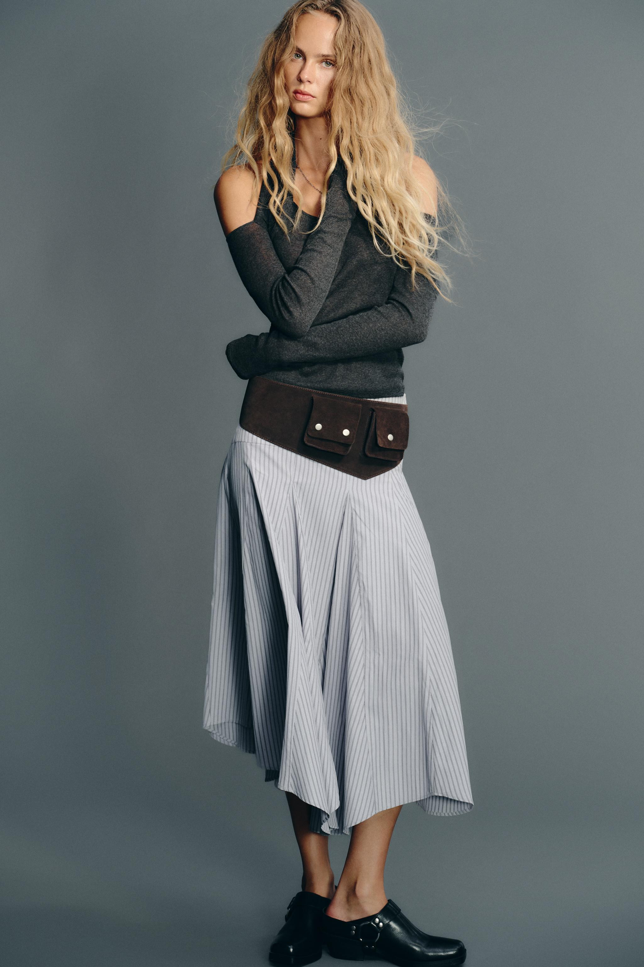 STRIPED MIDI SKIRT | Zara US