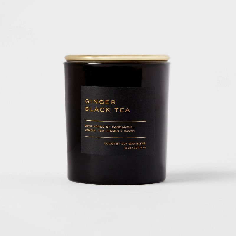 8oz Lidded Glass Jar Black Label Ginger Black Tea Candle - Threshold&#8482; | Target