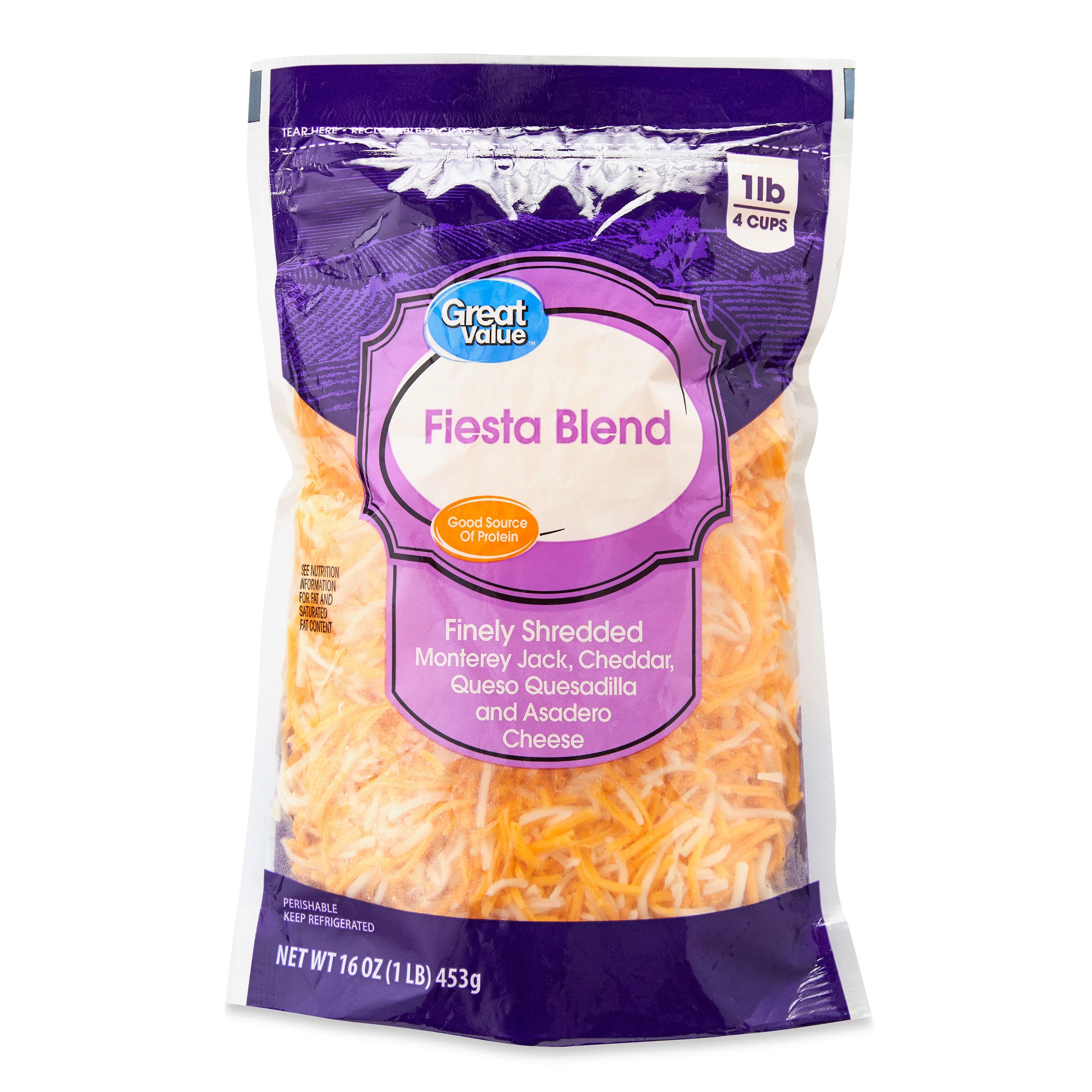 Great Value Finely Shredded Fiesta Blend Cheese, 16 oz | Walmart (US)