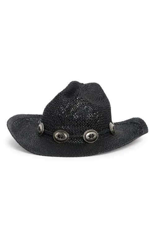 BP. Boho Straw Cowboy Hat in Black at Nordstrom | Nordstrom
