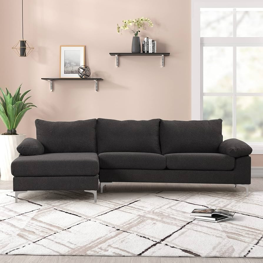 Casa Andrea Milano Modern Large Boucle L-Shape Sectional Sofa, with Extra Wide Chaise Lounge Couc... | Amazon (US)