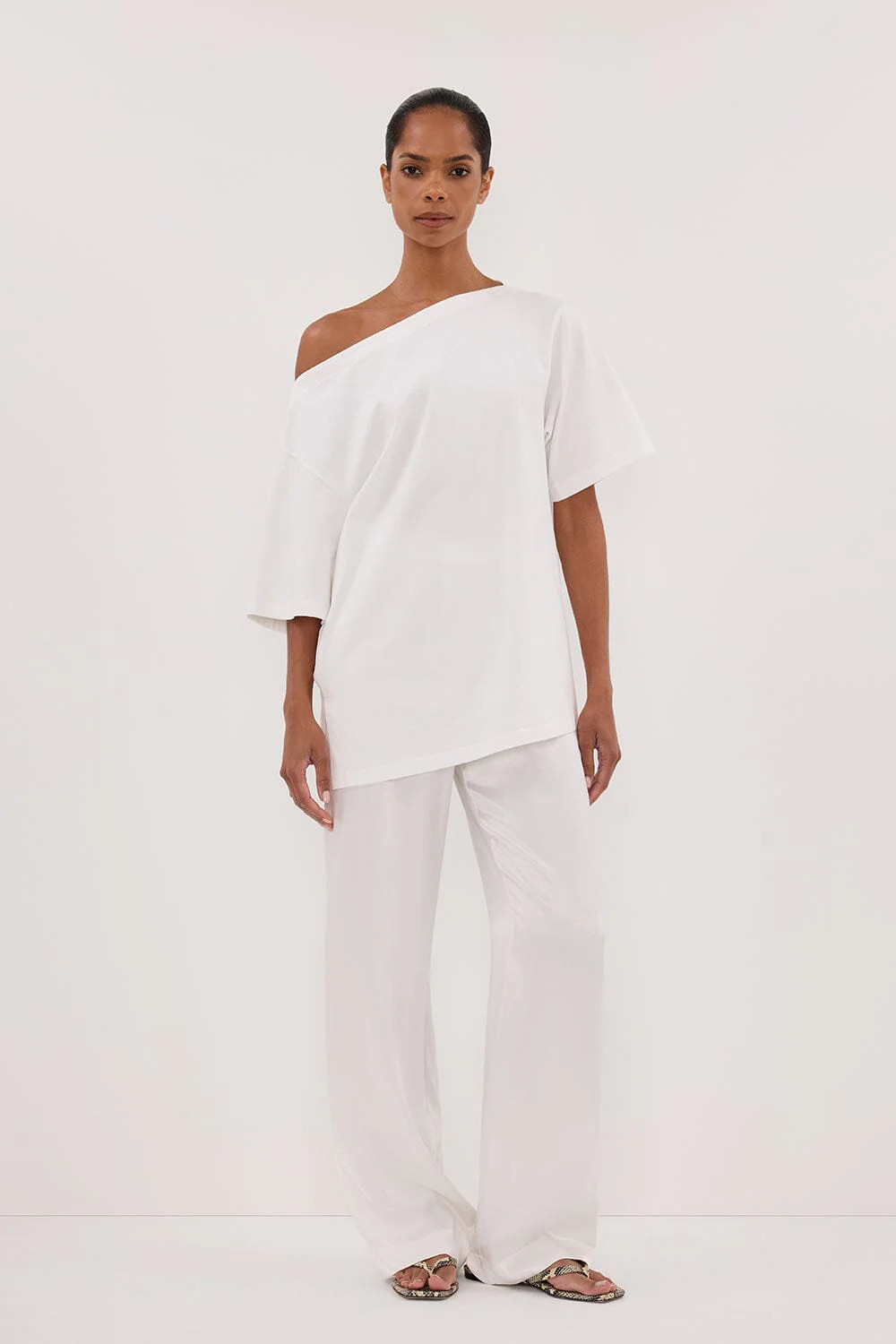 MONICA WHITE SATIN PANT | DISSH