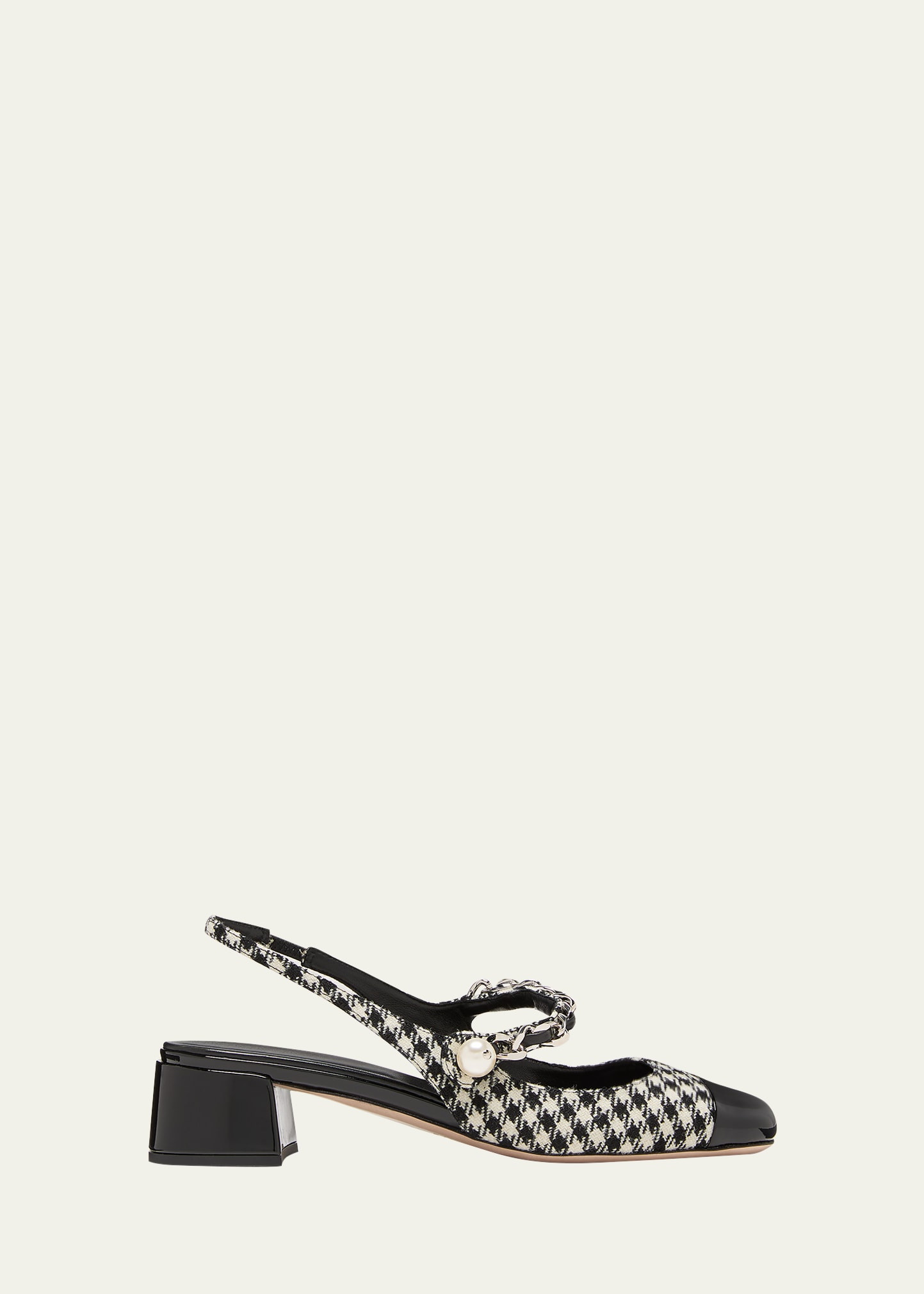 Miu Miu Gingham Patent Mary Jane Slingback Pumps | Bergdorf Goodman