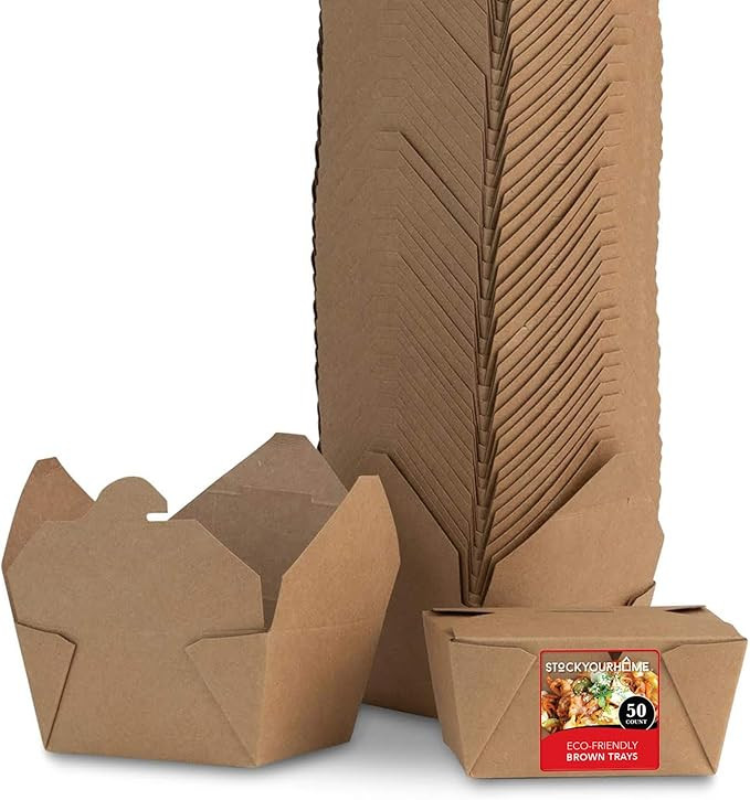 Stock Your Home Take Out Food Containers Microwaveable Kraft Brown Take Out Boxes 30 oz (50 Pack)... | Amazon (US)