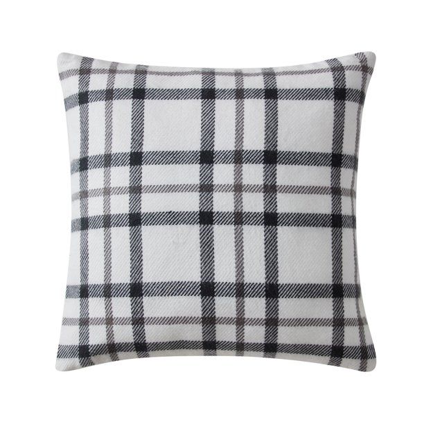 My Texas House Tatum 20" x 20" Farmhouse Black/White Plaid Acrylic-Cotton Square Decorative Pillo... | Walmart (US)