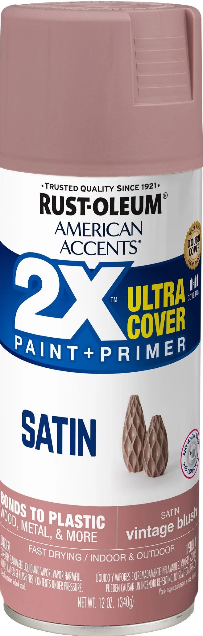 Vintage Blush, Rust-Oleum American Accents 2X Ultra Cover Satin Spray Paint- 12 oz | Walmart (US)