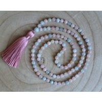 Morganite 108 Mala necklace, Meditation beads, semiprecious gemstone Mala hand knotted on silk, silk | Etsy (US)