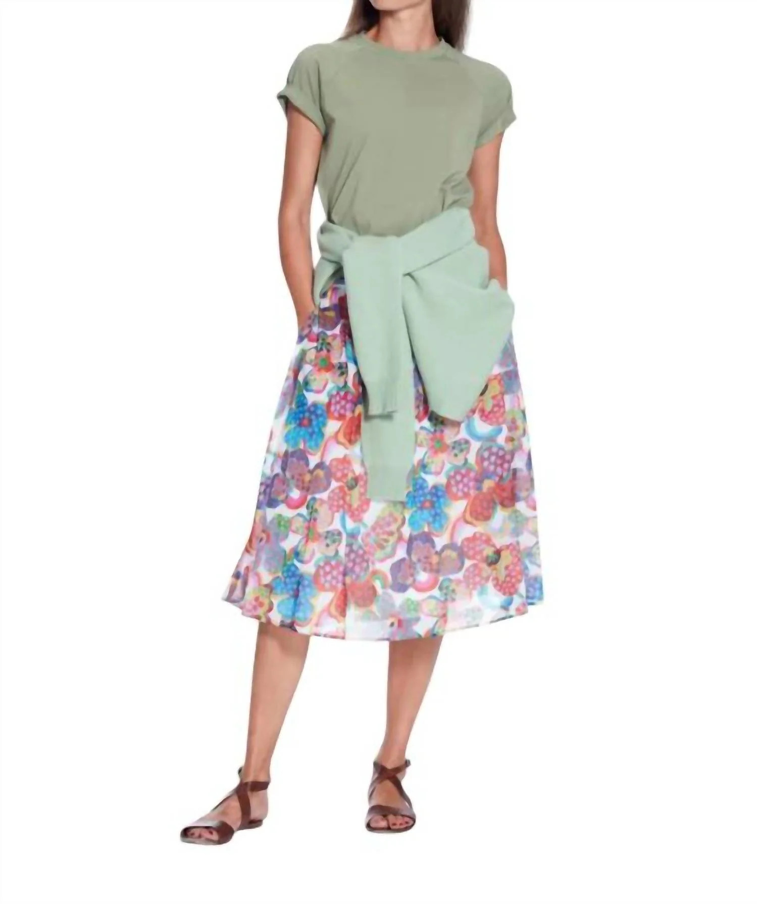 Kyla Voile Skirt In Dot Flowers | Shop Simon