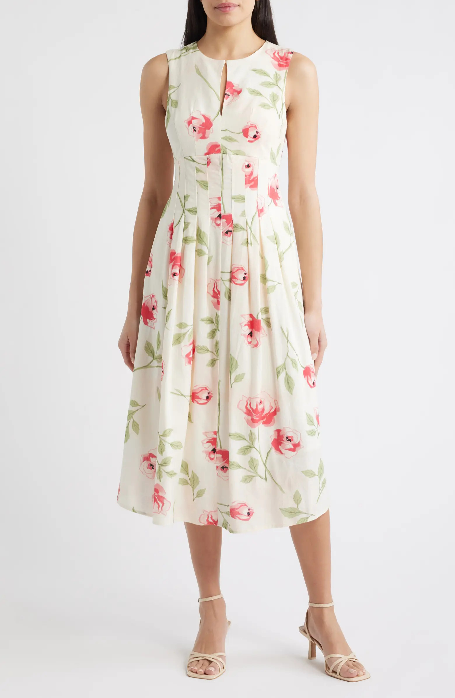 Floral Pintuck Waist Dress | Nordstrom