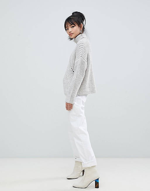 ASOS DESIGN Petite roll neck jumper in moving rib stitch | ASOS (Global)