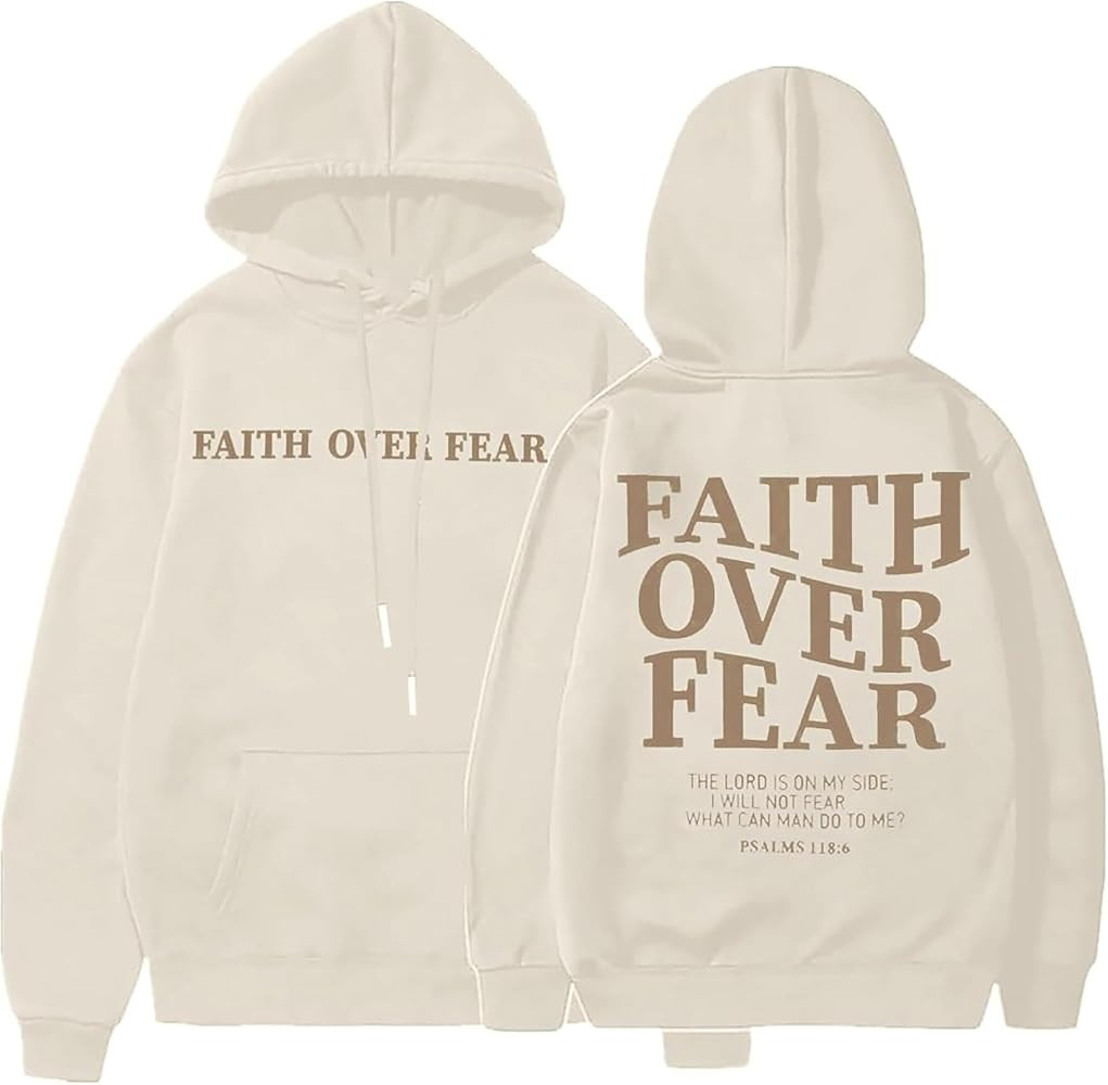 BANGELY Faith Over Fear Hoodie Women Christian Sweatshirt Graphic Christian Religious Sayings Swe... | Amazon (US)