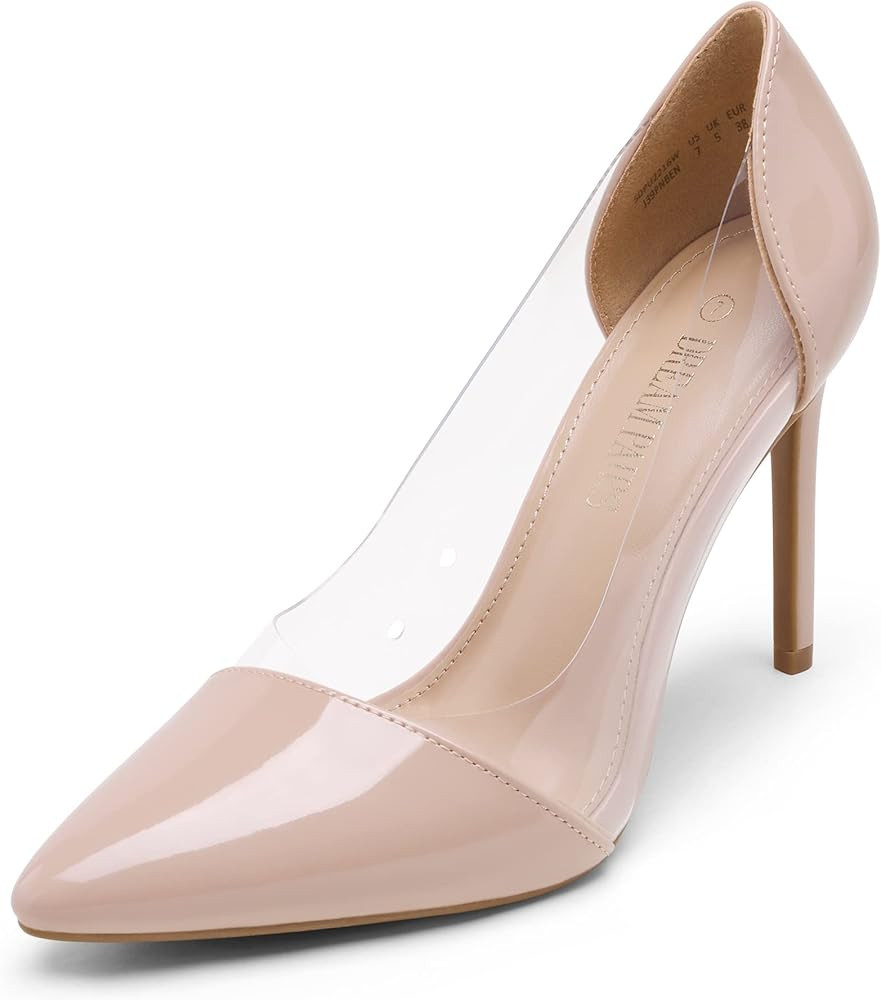 DREAM PAIRS Women’s Clear High Heels Closed Toe Stiletto Sexy Transparent Pointed Toe Heel Fash... | Amazon (US)