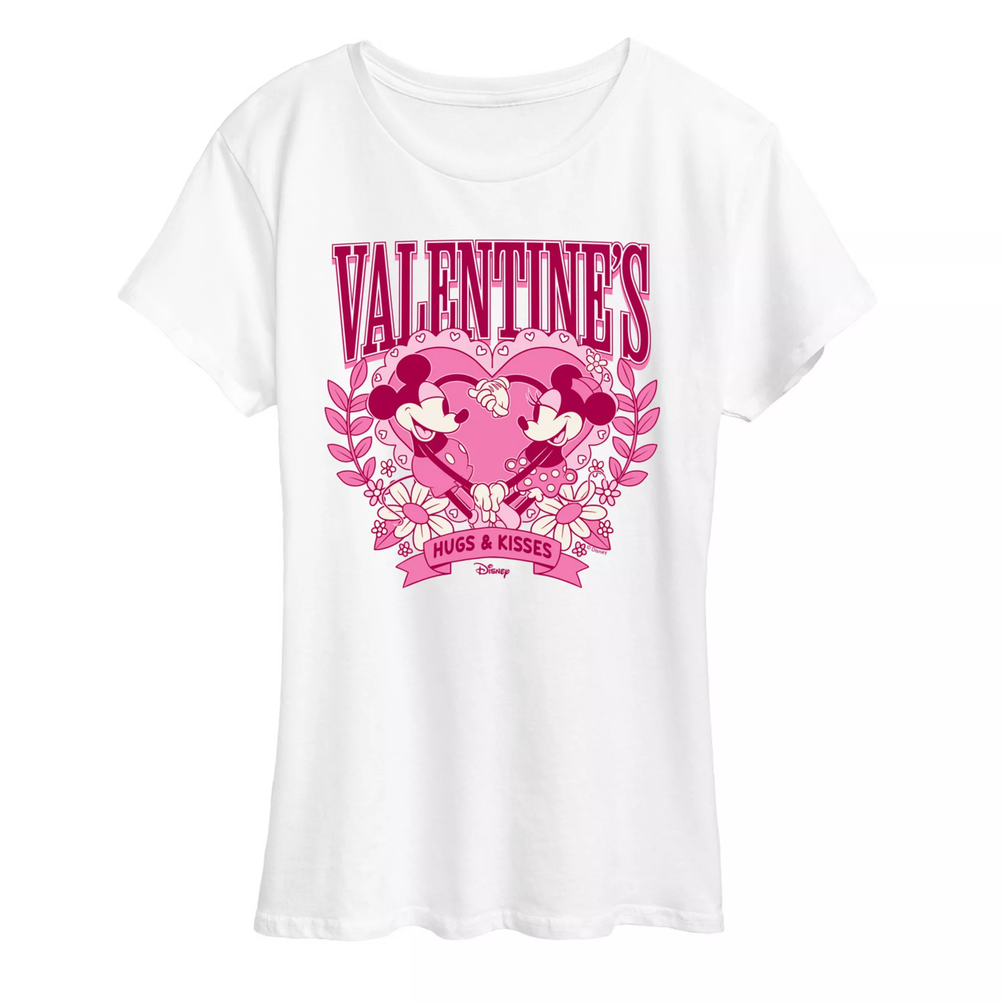 Disney's Mickey & Minnie Mouse Women's Valentine's Hugs & Kisses Graphic Tee | Kohl's