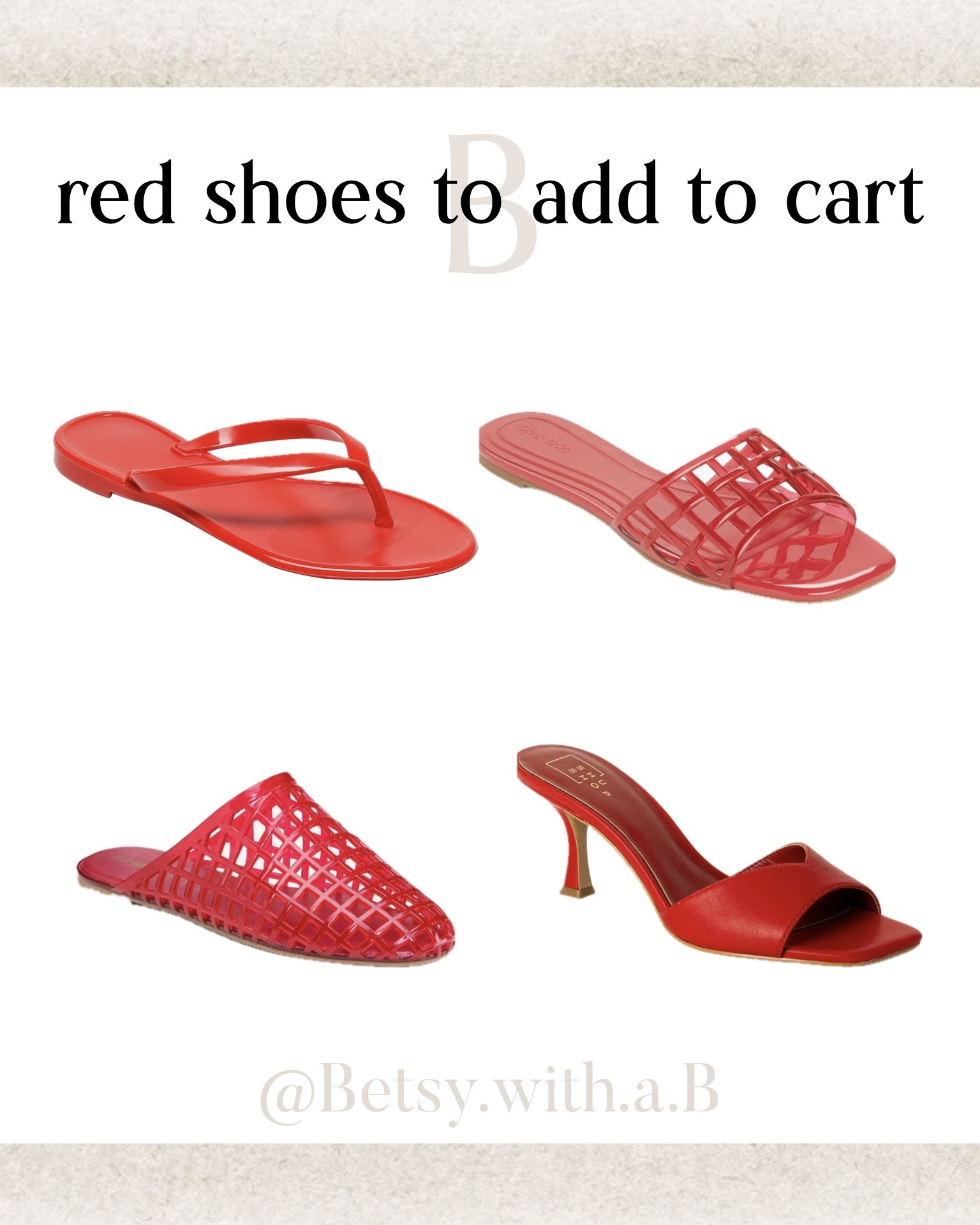 I’ve got my eye on all these red shoes. I’ve already ordered the flip flops and I think the jelly’s will be next. ❤️

#LTKSeasonal #LTKOver40 #LTKdayinmylife