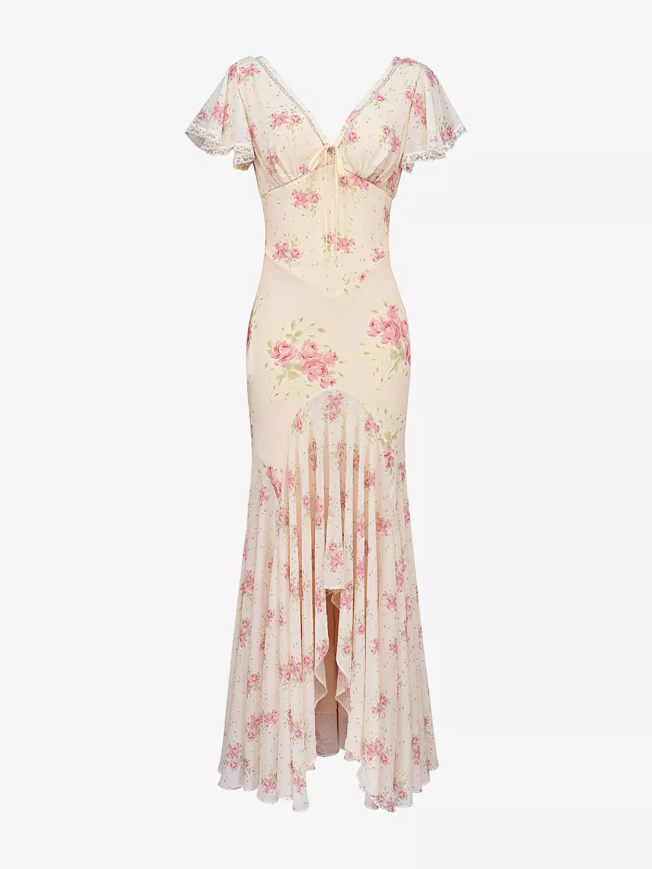 Amina Print Georgette Maxi Tea Dress | Selfridges