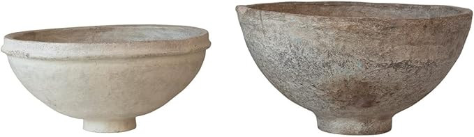Creative Co-Op Found Decorative Paper Mache, Set of 2 Bowls, 23" L x 23" W x 13" H, Multicolor | Amazon (US)