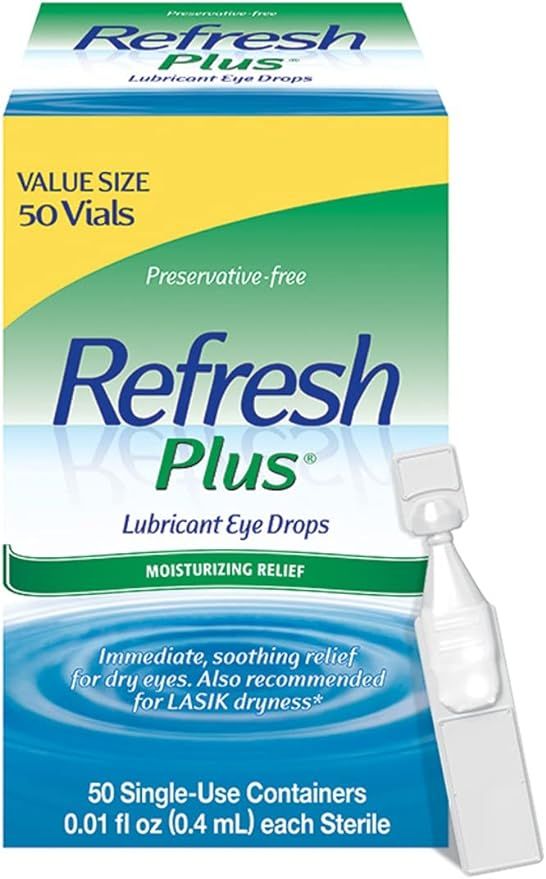 Refresh Plus Lubricant Eye Drops, Preservative-Free, 0.01 Fl Oz Single-Use Containers, 50 Count, ... | Amazon (US)