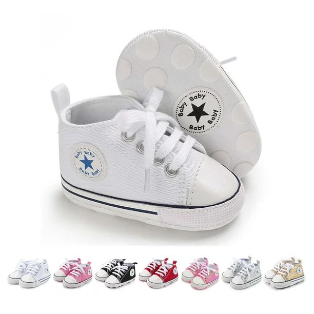 HsdsBebe Baby Girls Boys Shoes Infant Canvas Unisex Sneakers High-Top Ankle for Newborn 0-18M | Walmart (US)