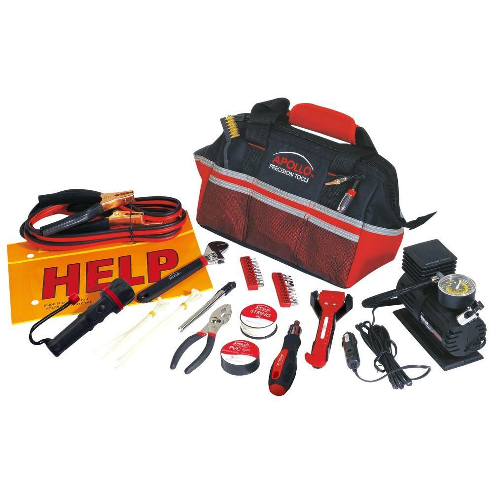 Roadside/Emergency Tool Kit with Air Compressor (53-Piece) | The Home Depot