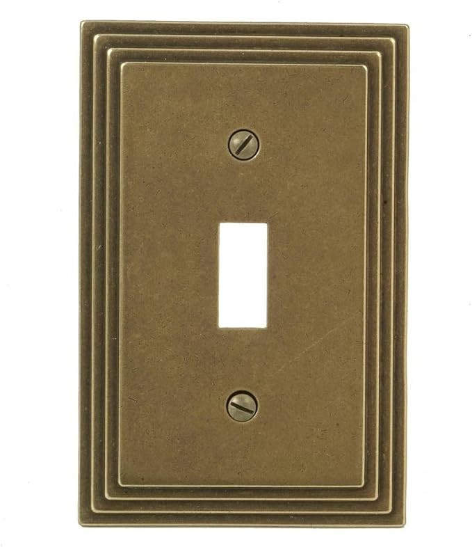 Amerelle Steps Single Toggle Cast Metal Wallplate in Rustic Brass | Amazon (US)