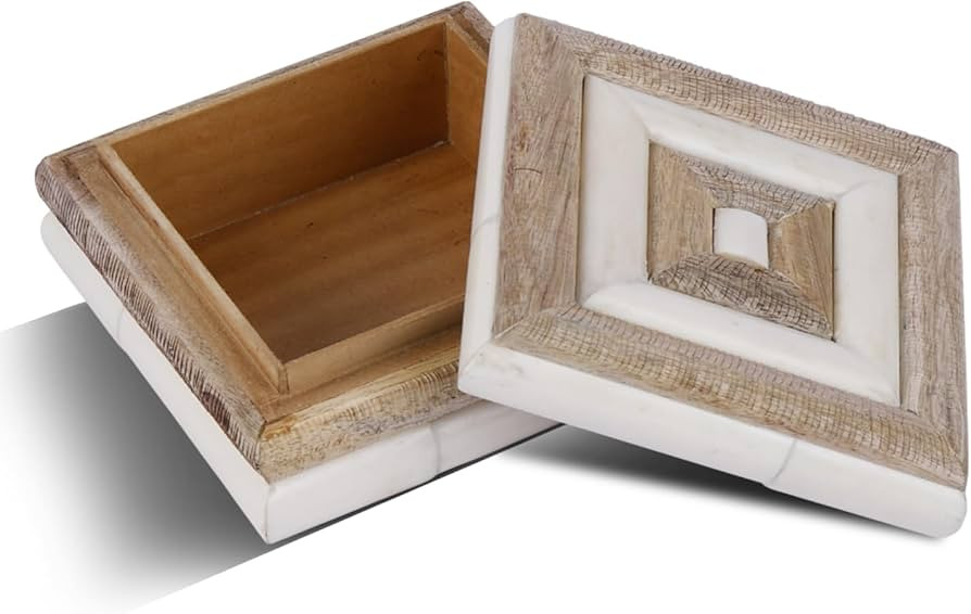 Handicrafts Home Decorative Storage Box with Lid- 6x6x3” Small Keepsake, Trinket Box, Memory Bo... | Amazon (US)