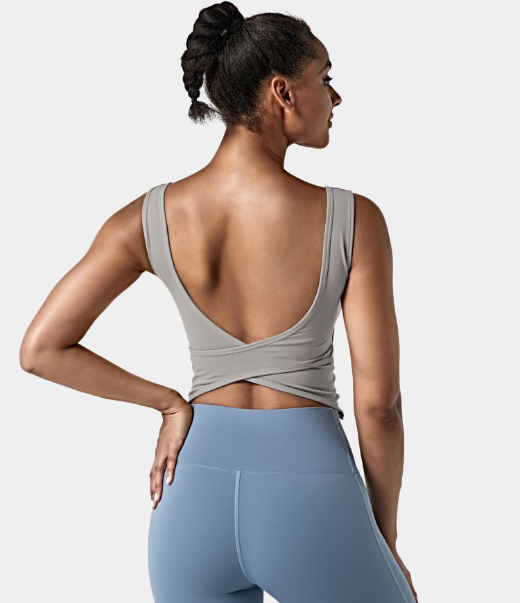 Women’s U Neck Backless Crossover Barre Ballet Dance Tank Top - Halara | HALARA