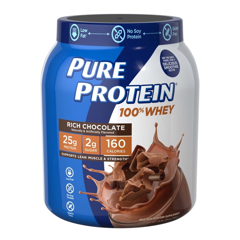 Pure Protein 100% Whey Protein Powder, Rich Chocolate, 25 g Protein, 1.75 lb | Walmart (US)
