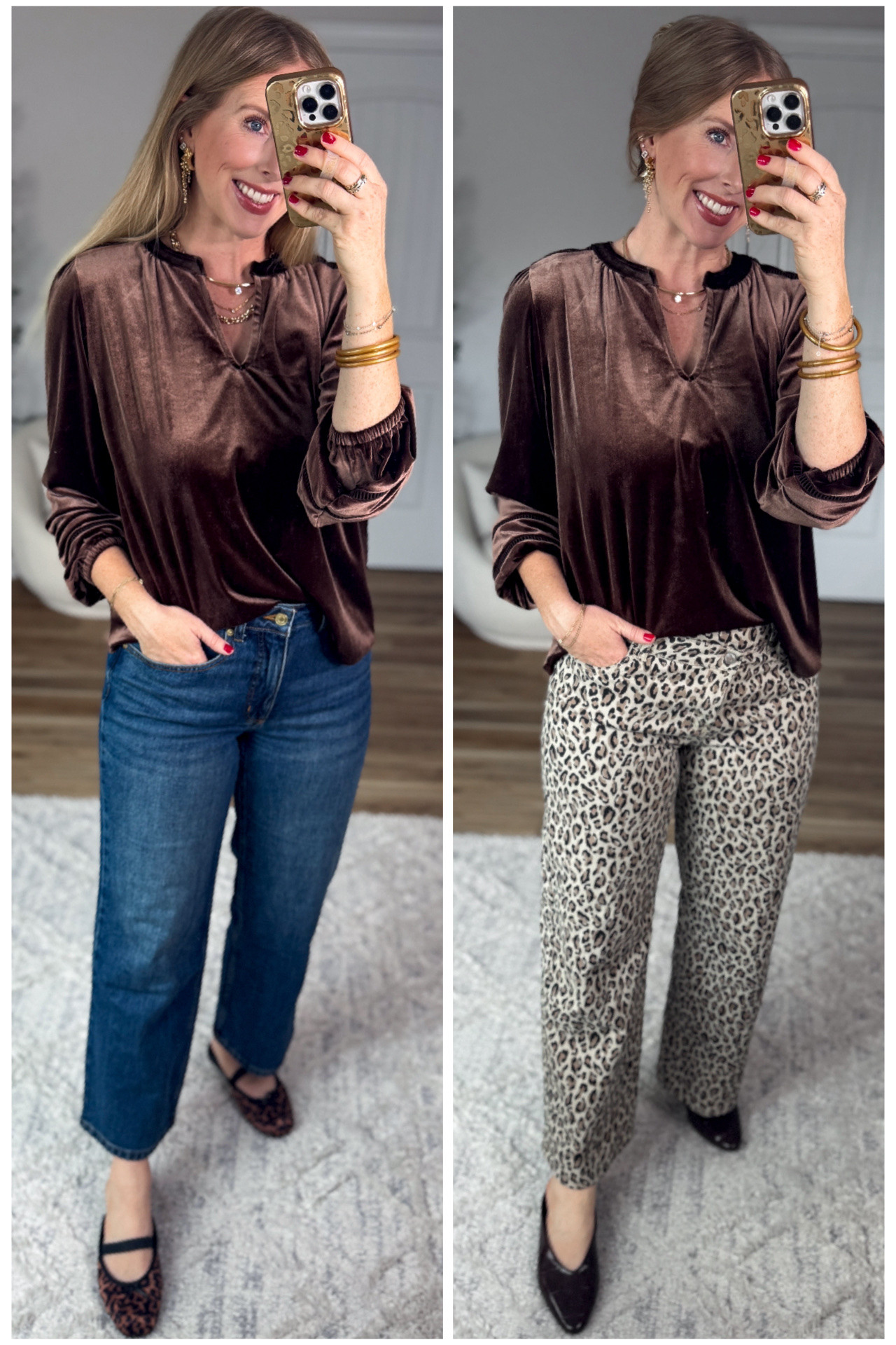 2 ways to wear this velvet top from Walmart!