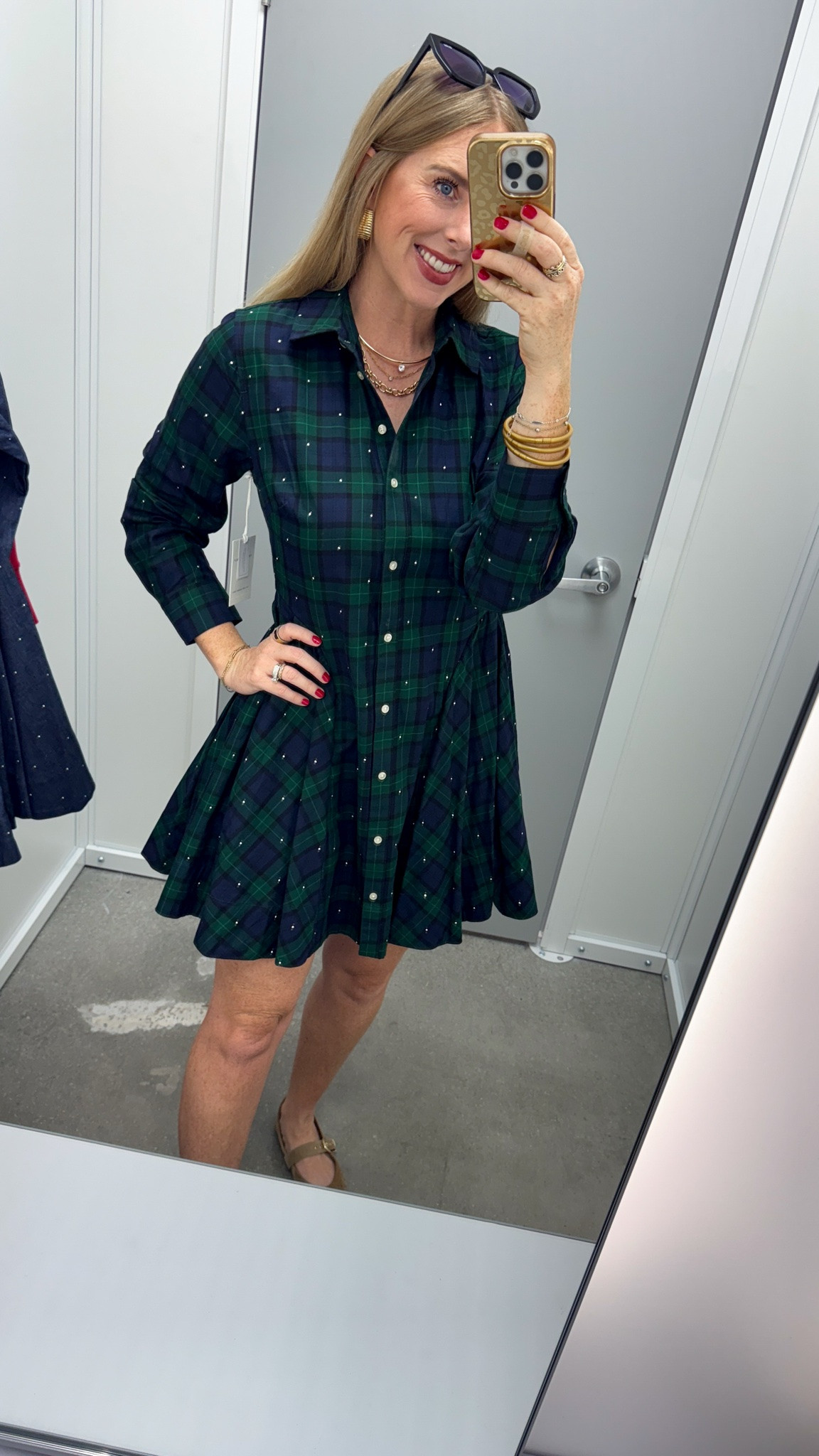 The prettiest studded tartan mini dress from Walmart!