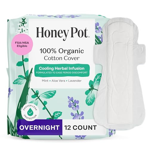 The Honey Pot Company - Herbal Pads for Women - Overnight w/Wings - Infused w/Essential Oils for Cooling Effect & Organic Cotton Cover - Feminine Care - 12 ct | Amazon (US)