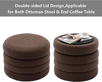 Mikibama Cylinder Ottoman Vanity Stool Chair Backless,Modern Round Ottoman with Storage for Bedro... | Amazon (US)