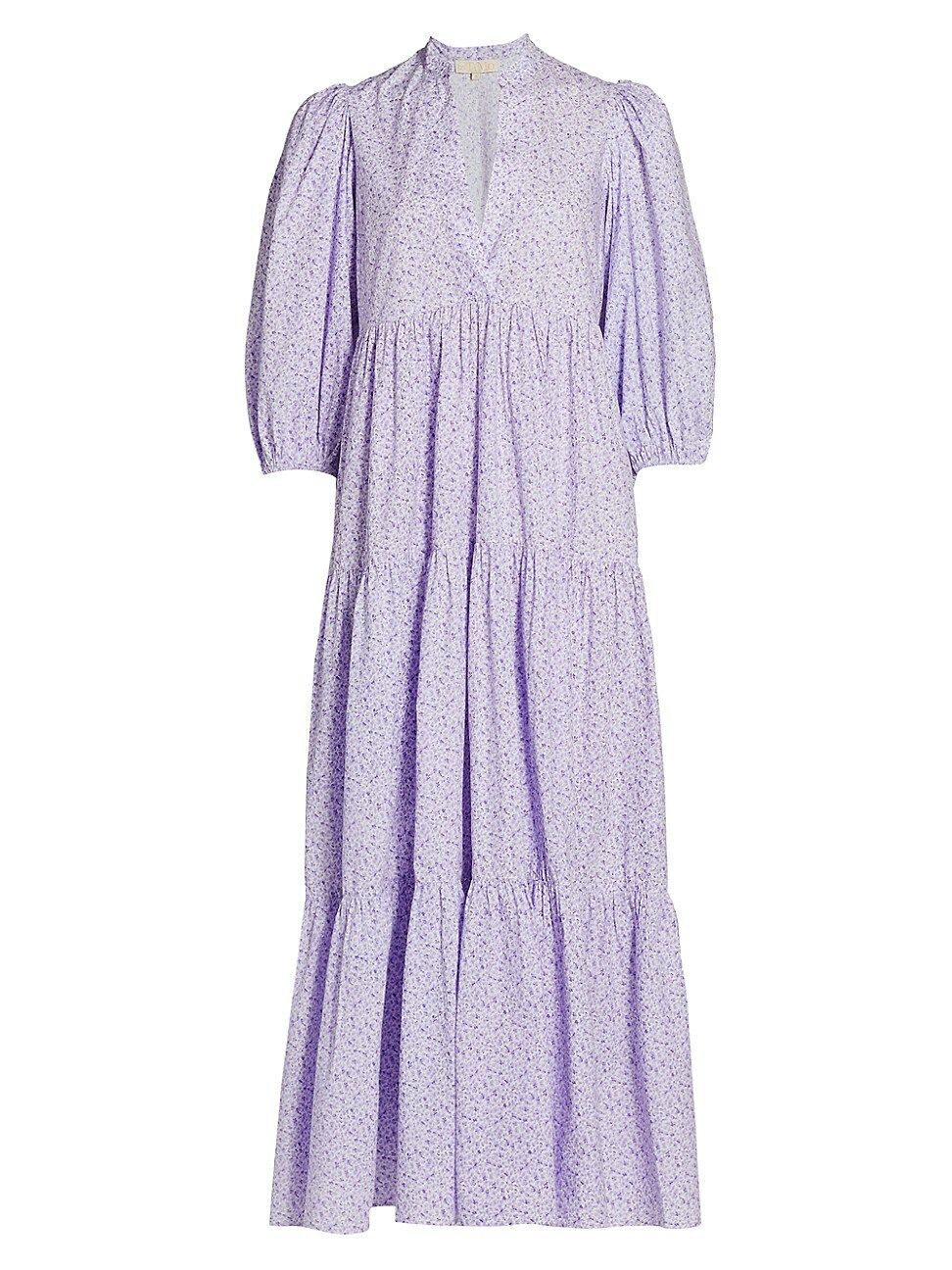 byTiMo Women's Puff-Sleeve Floral Cotton Maxi Dress - Lilac - Size Small | Saks Fifth Avenue