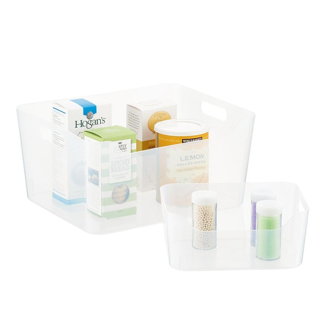 Click for more info about X-Small Plastic Storage Bin w/ Handles Clear