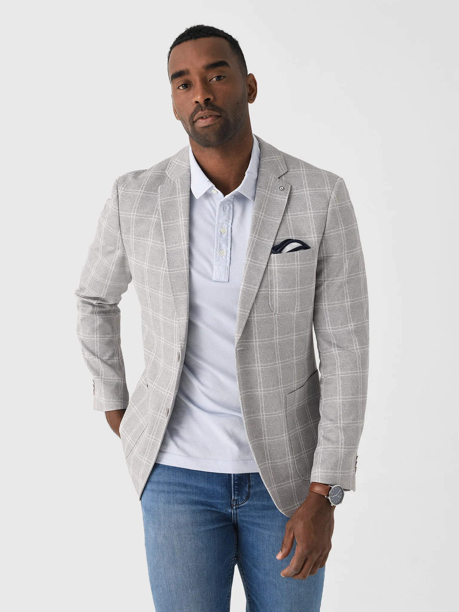 BLUE INDUSTRY
                      
                     Men's Stretch Windowpane Blazer | Saint Bernard