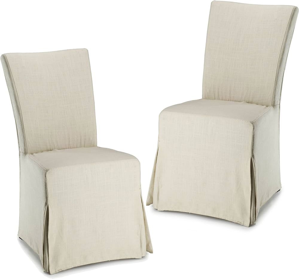 Safavieh Safavieh Hudson Collection Ella Linen Slipcover Side Chairs, Set of 2, Beige | Amazon (US)