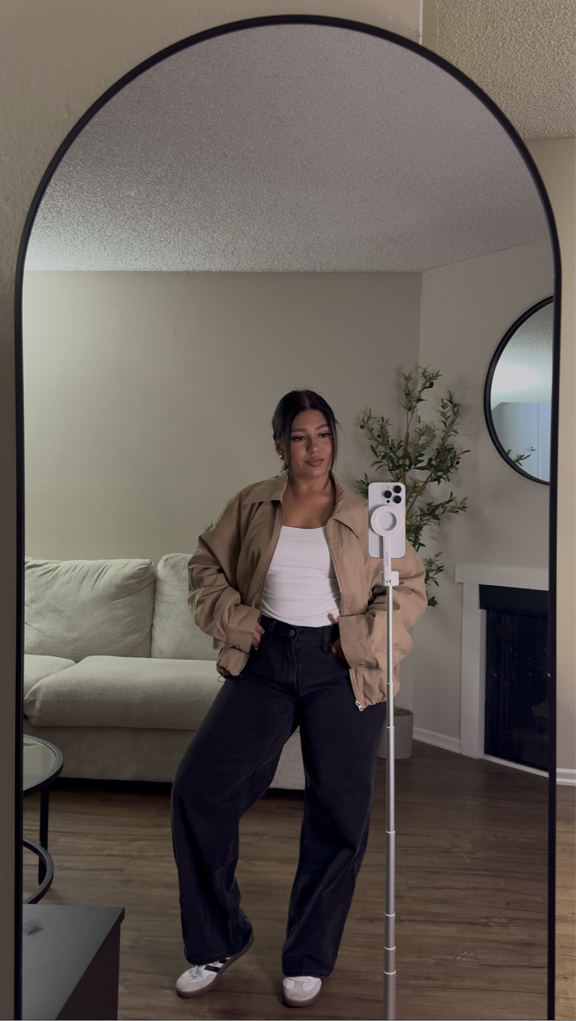 wearing a size XL in jacket for an oversized fit, size 26 in jeans 🤍 

#LTKFindsUnder50 #LTKPetite #LTKStyleTip