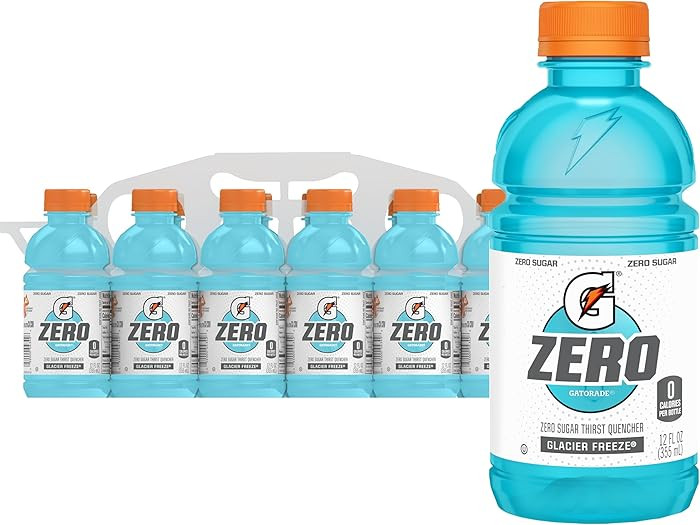 Gatorade Thirst Quencher Zero Sugar Sports Drink, Glacier Freeze, 12oz Bottles, 12 Pack, Electrol... | Amazon (US)