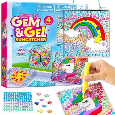 Joyfy 4 Pcs Window Art Kit for Kids, Creative Gem Painting Kit Suncatcher Kit, Diamond Arts and Crafts, Christmas Birthday Gift for Boys Girls Age 6+ | Target