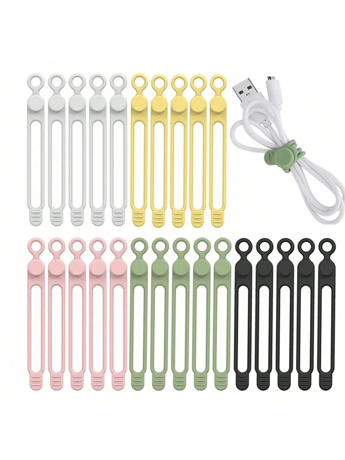 Silicone Cable Straps Wire Organizer for Earphone, Phone Charger, Mouse, Audio, Computer, Reusabl... | SHEIN