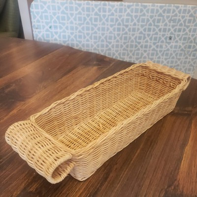 Vintage Scroll Handled 16 in. Rectangle Wicker Basket   | eBay | eBay US