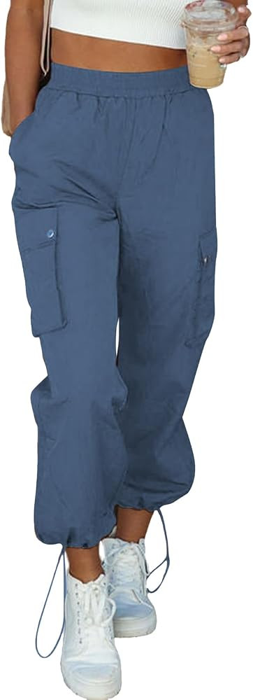 EVALESS Cargo Pants Women Summer Casual Elastic High Waisted Parachute Pants for Women 2024 Baggy... | Amazon (US)